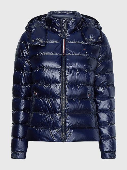 Tommy Hilfiger TH Protect High-Shine Down Puffer Jassen Dames Blauw | TH947AMN