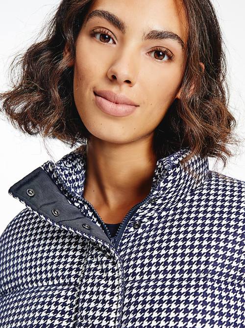 Tommy Hilfiger TH Protect Houndstooth Relaxed Down Jassen Dames Blauw | TH760WDS