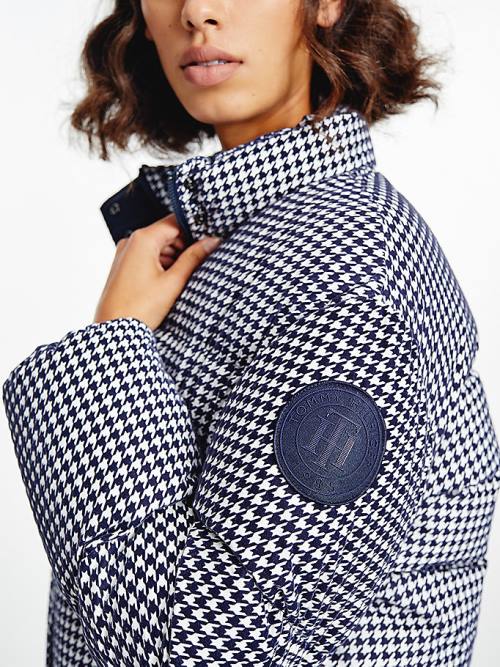 Tommy Hilfiger TH Protect Houndstooth Relaxed Down Jassen Dames Blauw | TH760WDS