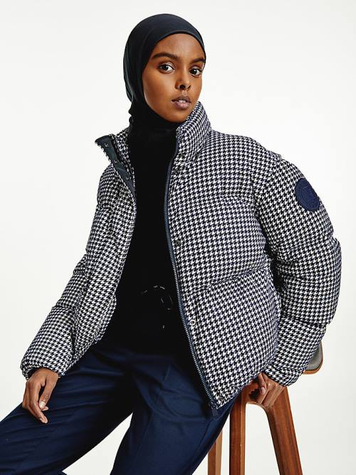 Tommy Hilfiger TH Protect Houndstooth Relaxed Down Jassen Dames Blauw | TH760WDS