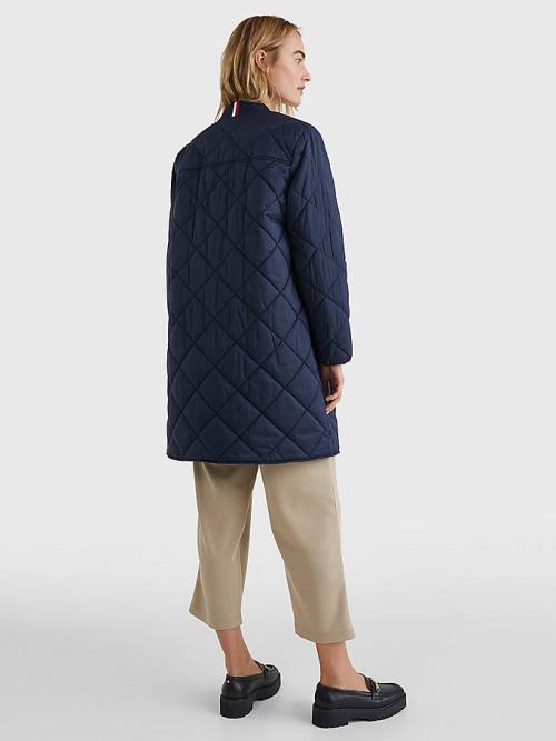 Tommy Hilfiger TH Protect Longline Quilted Bomber Coat Jassen Dames Blauw | TH170KCU