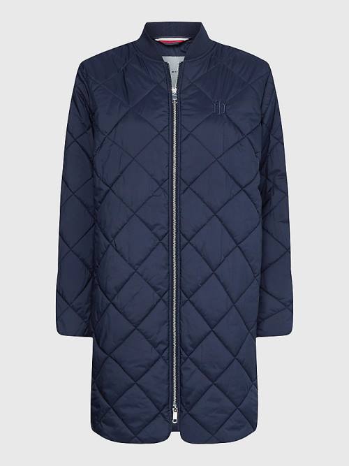 Tommy Hilfiger TH Protect Longline Quilted Bomber Coat Jassen Dames Blauw | TH170KCU