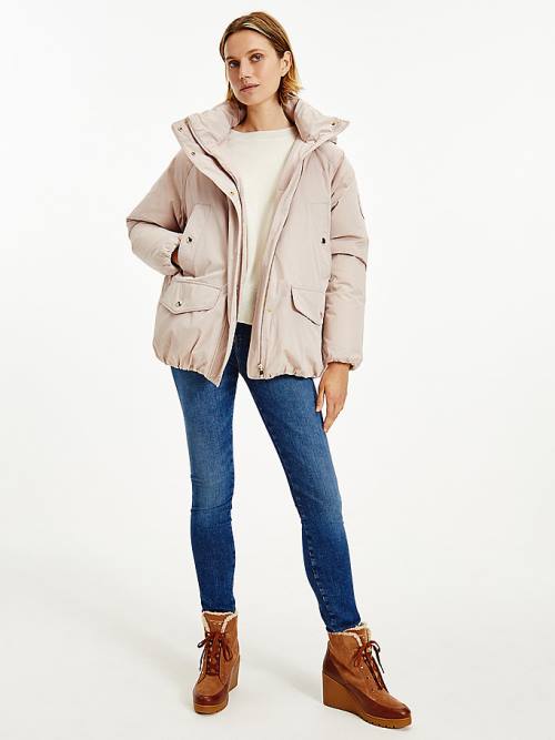 Tommy Hilfiger TH Protect Met Capuchon Down Puffer Jassen Dames Beige | TH674ULX