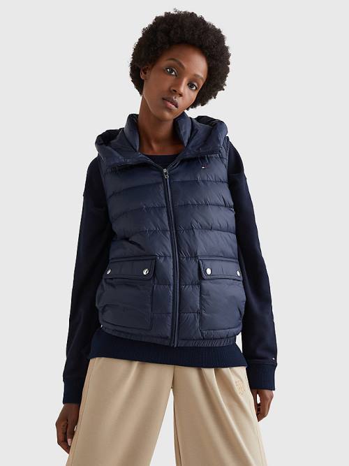 Tommy Hilfiger TH Protect Met Capuchon Padded Vest Jassen Dames Blauw | TH479MAS