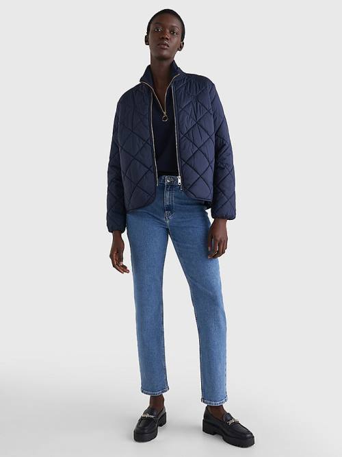 Tommy Hilfiger TH Protect Quilted Bomber Jassen Dames Blauw | TH368CKN