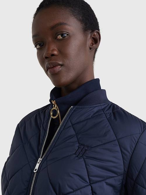 Tommy Hilfiger TH Protect Quilted Bomber Jassen Dames Blauw | TH368CKN