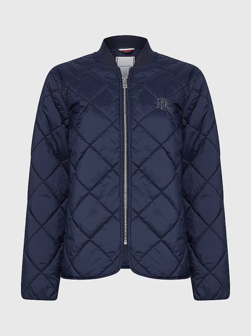 Tommy Hilfiger TH Protect Quilted Bomber Jassen Dames Blauw | TH368CKN