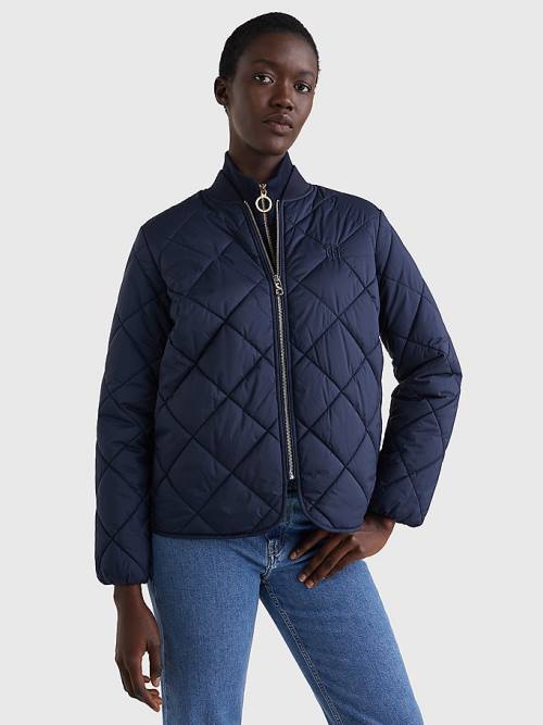 Tommy Hilfiger TH Protect Quilted Bomber Jassen Dames Blauw | TH368CKN