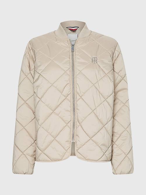 Tommy Hilfiger TH Protect Quilted Bomber Jassen Dames Beige | TH951OJN