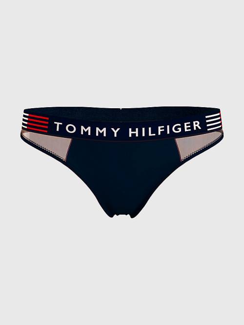 Tommy Hilfiger TH Stretch Colour-Blocked String Ondergoed Dames Blauw | TH591XVQ