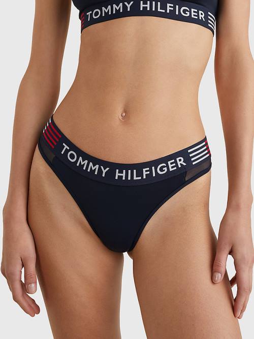 Tommy Hilfiger TH Stretch Colour-Blocked String Ondergoed Dames Blauw | TH591XVQ