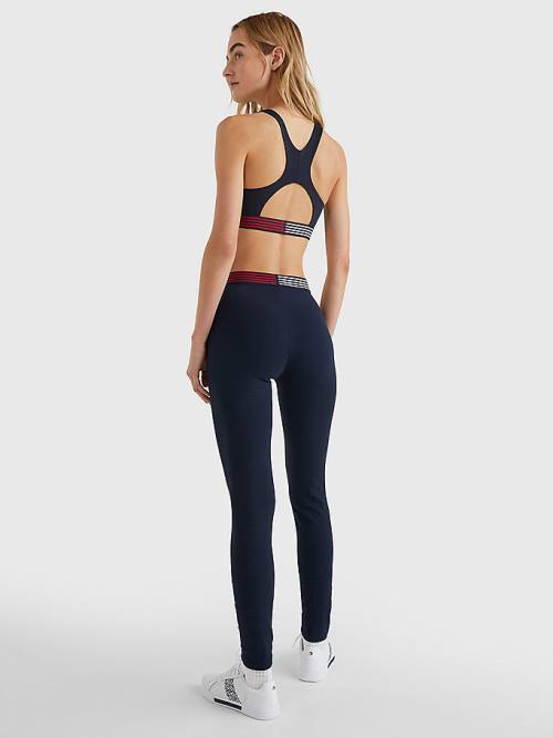 Tommy Hilfiger TH Stretch Logo Waistband Full Length Leggings Dames Blauw | TH359SPL