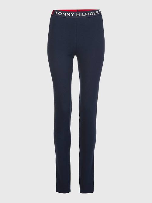 Tommy Hilfiger TH Stretch Logo Waistband Full Length Leggings Dames Blauw | TH359SPL