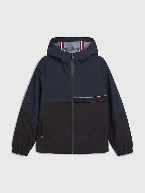 Tommy Hilfiger TH Tech Recycled Polyester Colour-Blocked Windbreaker Jassen Jongens Blauw | TH945QRJ