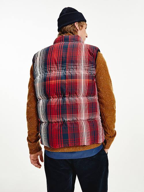 Tommy Hilfiger TH Warm High Loft Check Vest Jassen Heren Rood | TH274ZGR