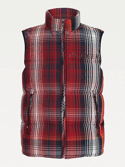 Tommy Hilfiger TH Warm High Loft Check Vest Jassen Heren Rood | TH274ZGR