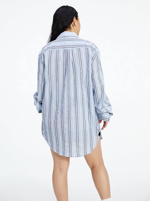 Tommy Hilfiger TOMMYXINDYA Stripe Overhemd Dames Blauw | TH798KDF