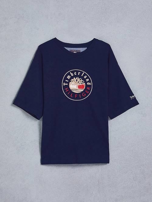 Tommy Hilfiger TOMMYXTIMBERLAND Dual Gender Logo T-shirts Heren Blauw | TH975PVU