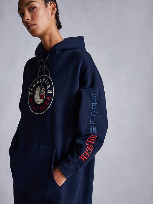 Tommy Hilfiger TOMMYXTIMBERLAND Logo Jurken Dames Blauw | TH350IUR