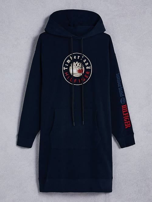 Tommy Hilfiger TOMMYXTIMBERLAND Logo Jurken Dames Blauw | TH350IUR