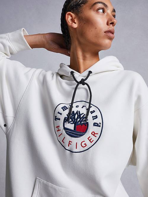 Tommy Hilfiger TOMMYXTIMBERLAND Logo Jurken Dames Wit | TH658ZSP