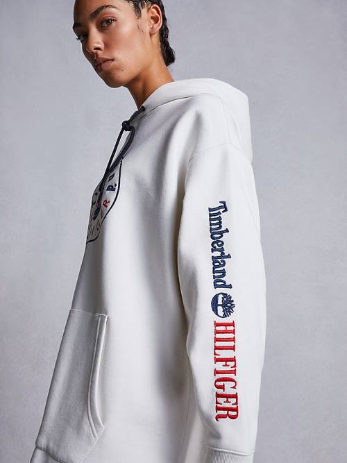 Tommy Hilfiger TOMMYXTIMBERLAND Logo Jurken Dames Wit | TH658ZSP