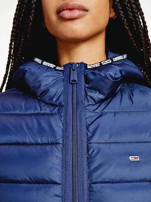 Tommy Hilfiger Tape Detail Quilted Met Capuchon Jassen Dames Blauw | TH429VDK