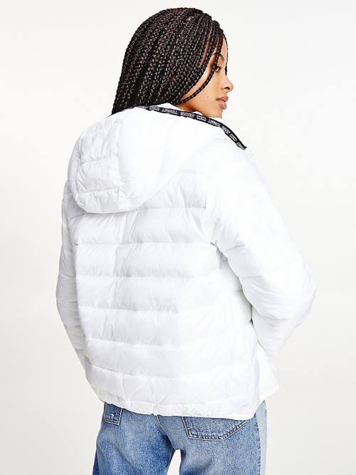 Tommy Hilfiger Tape Detail Quilted Met Capuchon Jassen Dames Wit | TH596VEY