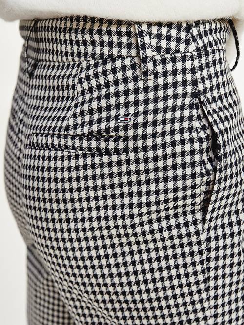 Tommy Hilfiger Tapered Houndstooth Virgin Wool Broek Dames Blauw | TH982PMZ