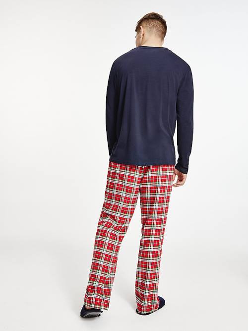 Tommy Hilfiger Tartan Flannel And Slippers Set Pyjamas Heren Blauw | TH426APD