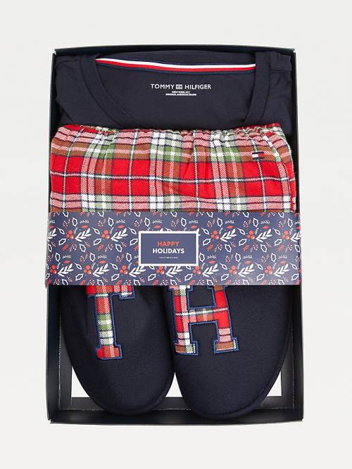 Tommy Hilfiger Tartan Flannel And Slippers Set Pyjamas Heren Blauw | TH426APD