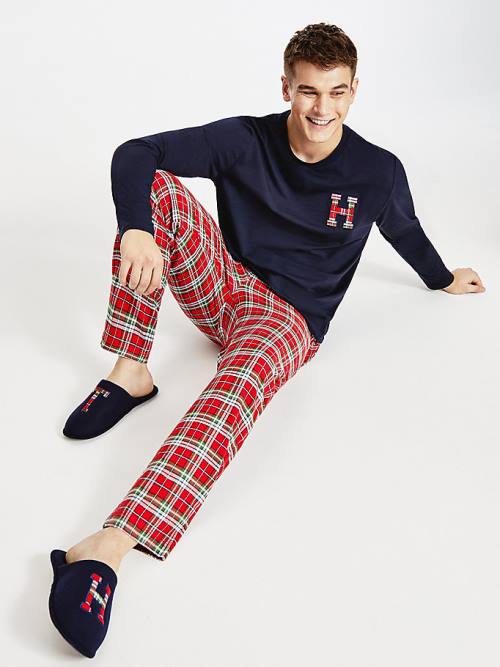 Tommy Hilfiger Tartan Flannel And Slippers Set Pyjamas Heren Blauw | TH426APD