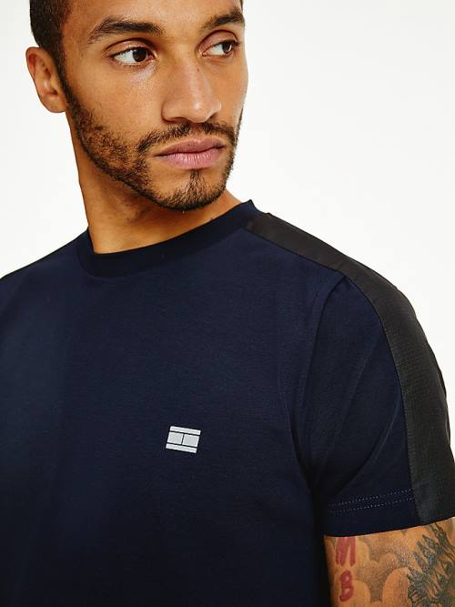 Tommy Hilfiger Tech Essential Mix Media T-shirts Heren Blauw | TH480LGW