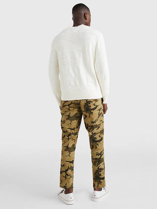 Tommy Hilfiger Textured Camo Jumper Truien Heren Wit | TH658UTO