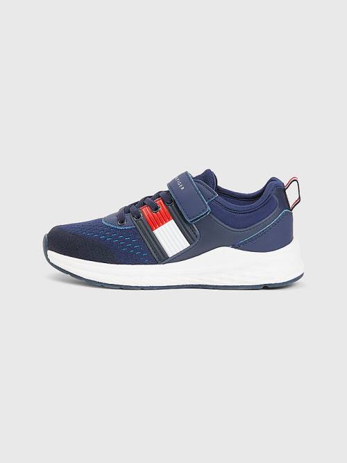 Tommy Hilfiger Textured Flag Mesh Panel Sneakers Jongens Blauw | TH234FSN