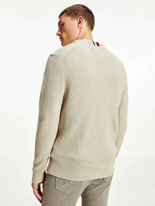 Tommy Hilfiger Textured Relaxed Fit Jumper Truien Heren Khaki | TH471EPN