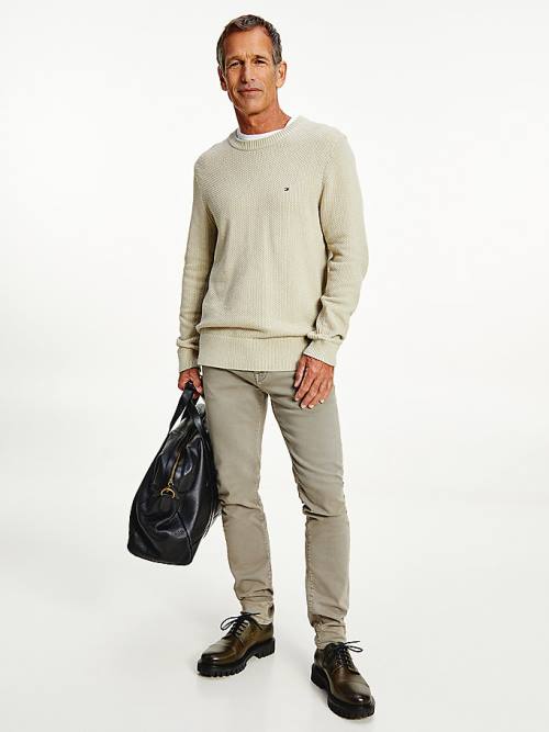 Tommy Hilfiger Textured Relaxed Fit Jumper Truien Heren Khaki | TH471EPN