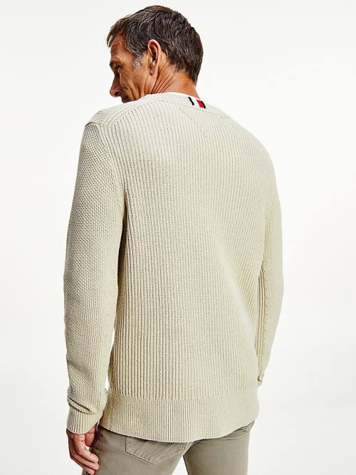 Tommy Hilfiger Textured Relaxed Fit Jumper Truien Heren Khaki | TH471EPN