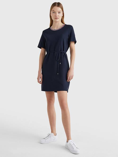 Tommy Hilfiger Textured Relaxed Fit Jurken Dames Blauw | TH517KCE