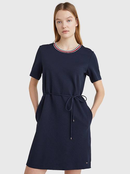 Tommy Hilfiger Textured Relaxed Fit Jurken Dames Blauw | TH517KCE