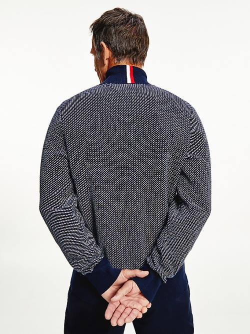 Tommy Hilfiger Textured Roll Neck Jumper Truien Heren Blauw | TH769HSA