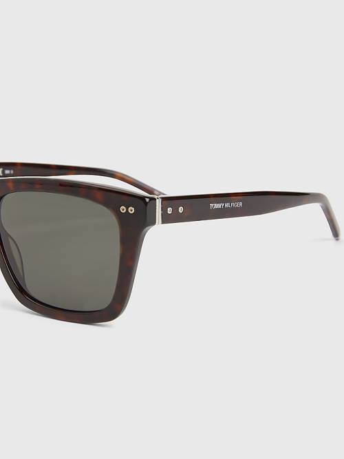 Tommy Hilfiger Thick Rimmed Rectangular Zonnebril Heren Bruin | TH042OUF