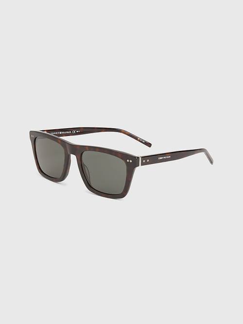 Tommy Hilfiger Thick Rimmed Rectangular Zonnebril Heren Bruin | TH042OUF