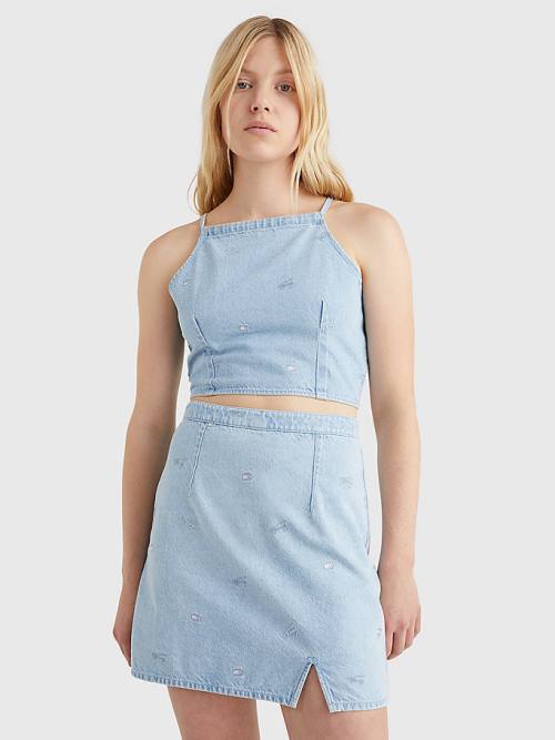 Tommy Hilfiger Tie Back Denim Chambray Top Overhemd Dames Denim | TH581CNB