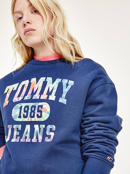 Tommy Hilfiger Tie-Dye Cropped Sweatshirts Dames Blauw | TH842WRX