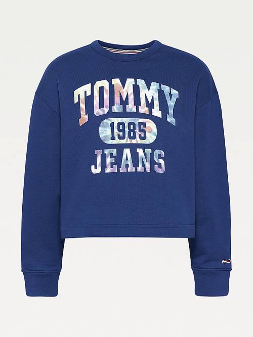 Tommy Hilfiger Tie-Dye Cropped Sweatshirts Dames Blauw | TH842WRX