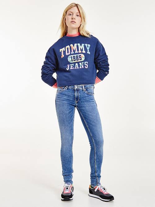 Tommy Hilfiger Tie-Dye Cropped Sweatshirts Dames Blauw | TH842WRX