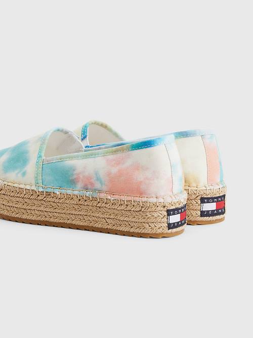 Tommy Hilfiger Tie-Dye Flatform Espadrilles Loafers Dames Wit | TH786OGI