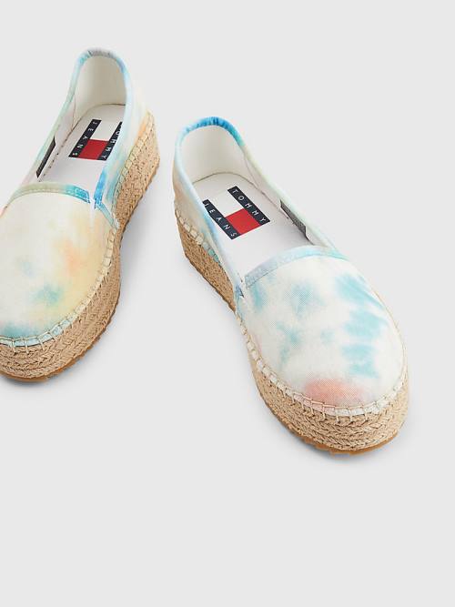 Tommy Hilfiger Tie-Dye Flatform Espadrilles Loafers Dames Wit | TH786OGI