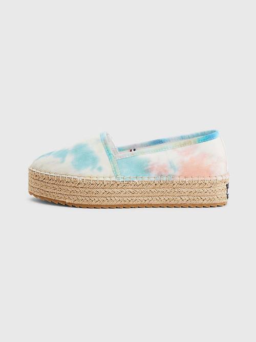 Tommy Hilfiger Tie-Dye Flatform Espadrilles Loafers Dames Wit | TH786OGI